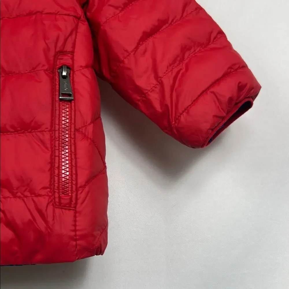 Ralph Lauren Vibrant Red Puffer Jacket with reversible blue EUC 9 months